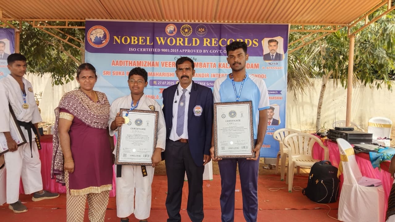 Mr. Surya K performing Silambam, recognised at the Nobel World of Records